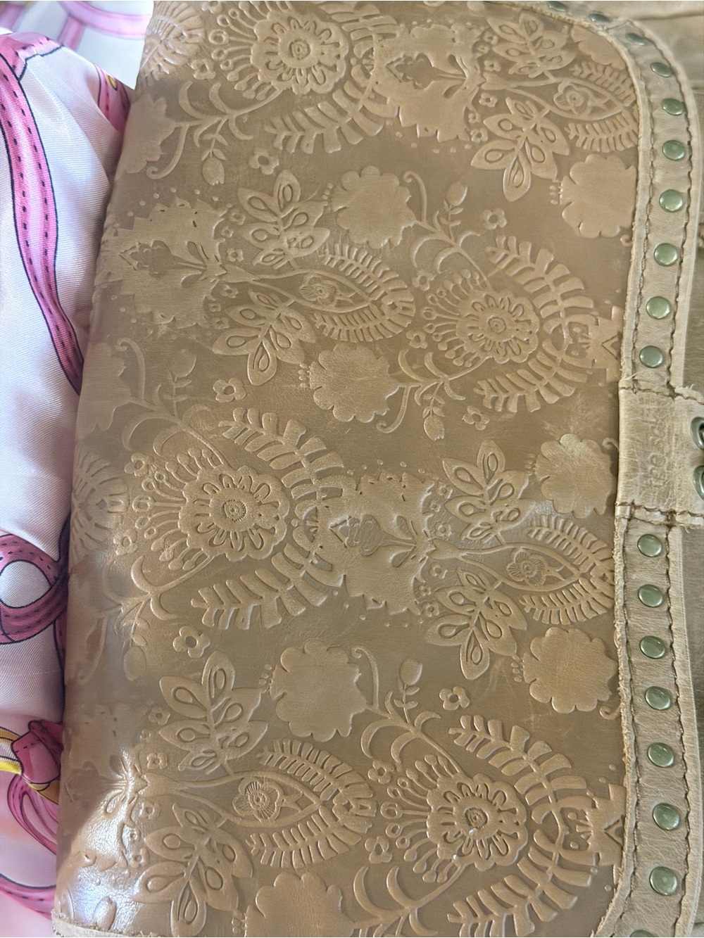 Tan Embossed Shoulder/Backpack Bag – Classic Everyday Style - Picture 4 of 11